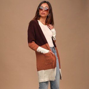 Lulu's Colorblock Knit Cardigan Sweater